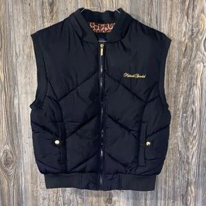 Makaveli Branded Woman’s Black Cheetah Print Large Quilted Vest